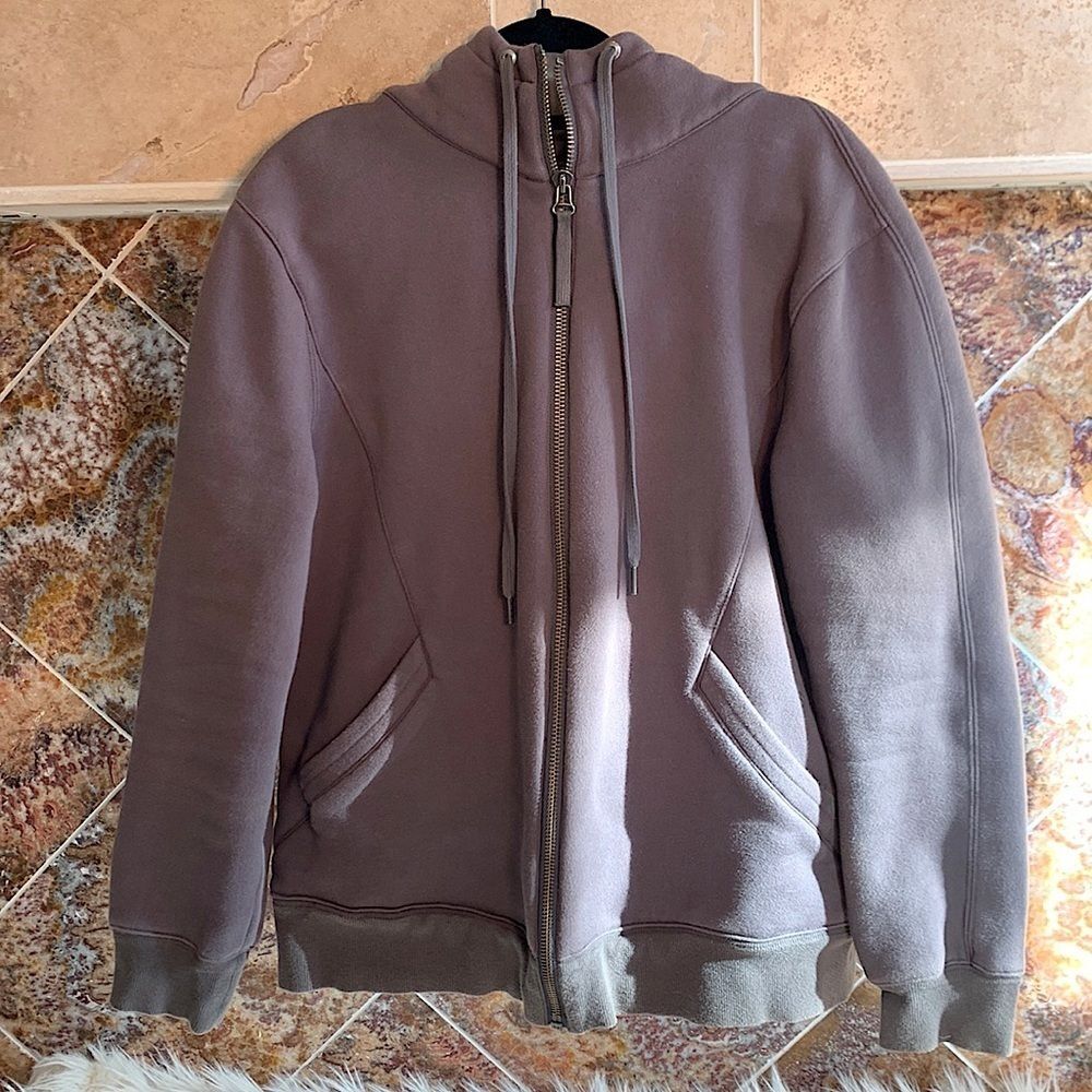 Men’s Helmut Lang Gray Drawstring Zip Up Hoodie in Grey Size L